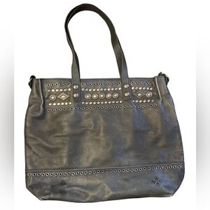 Patricia Nash studded grey leather tote bag